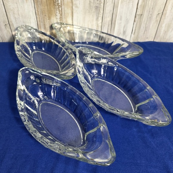 The Unbranded Brand Other - Vintage Clear Pressed Glass Banana Split Boat Ice Cream Sundae Dishes Set of 4